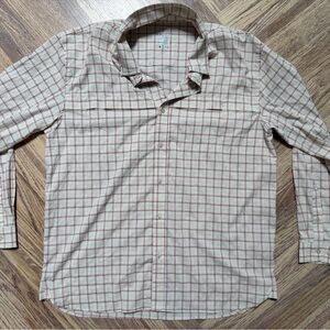 Huk Men's Beige Plaid Button-Down Shirt